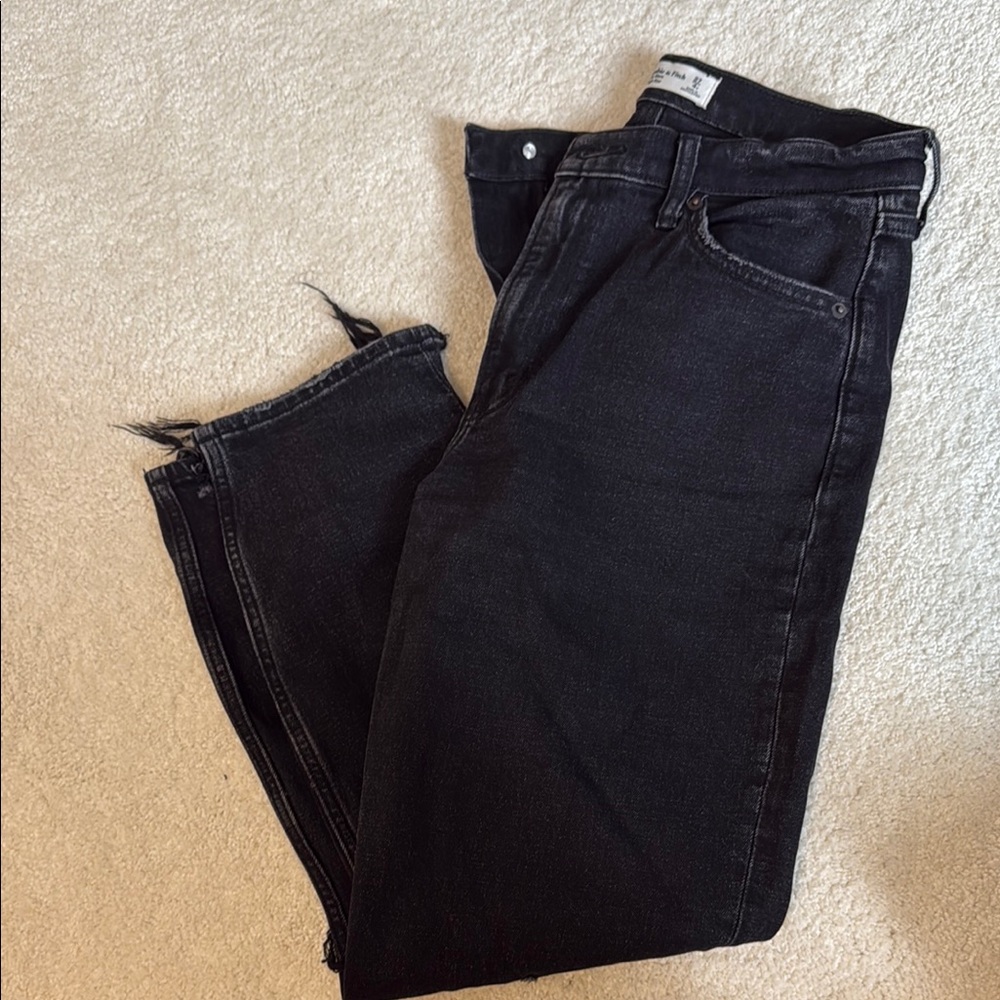 Abercrombie black distressed ankle jeans